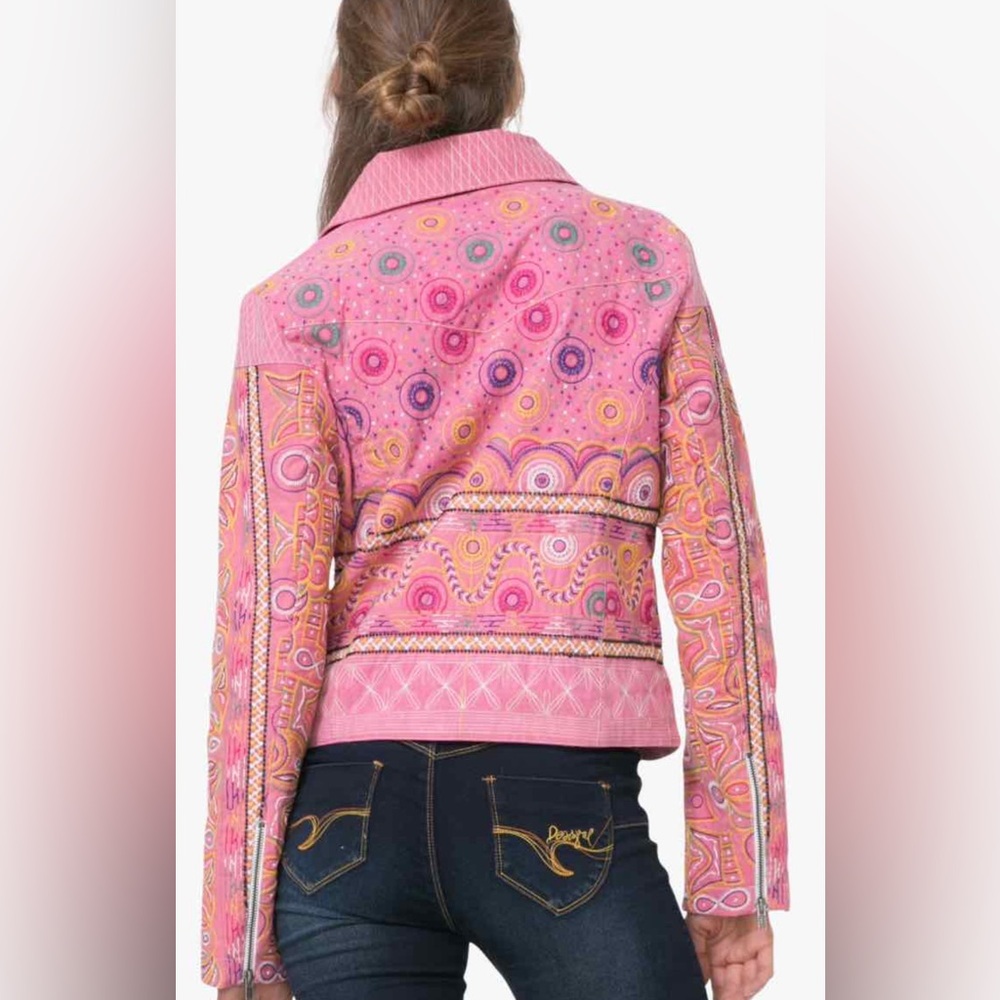 Desigual Pink Multicolor Patterned Women's Jacket
